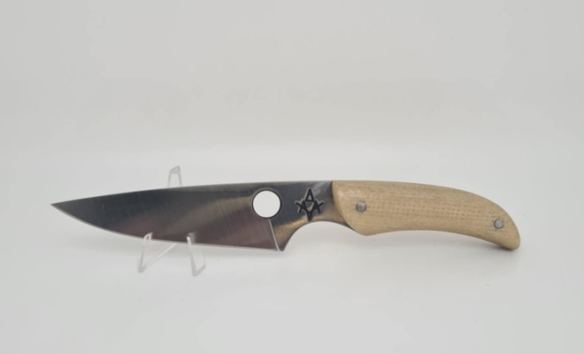 L' Officier couteau d' office, manche micarta blanc